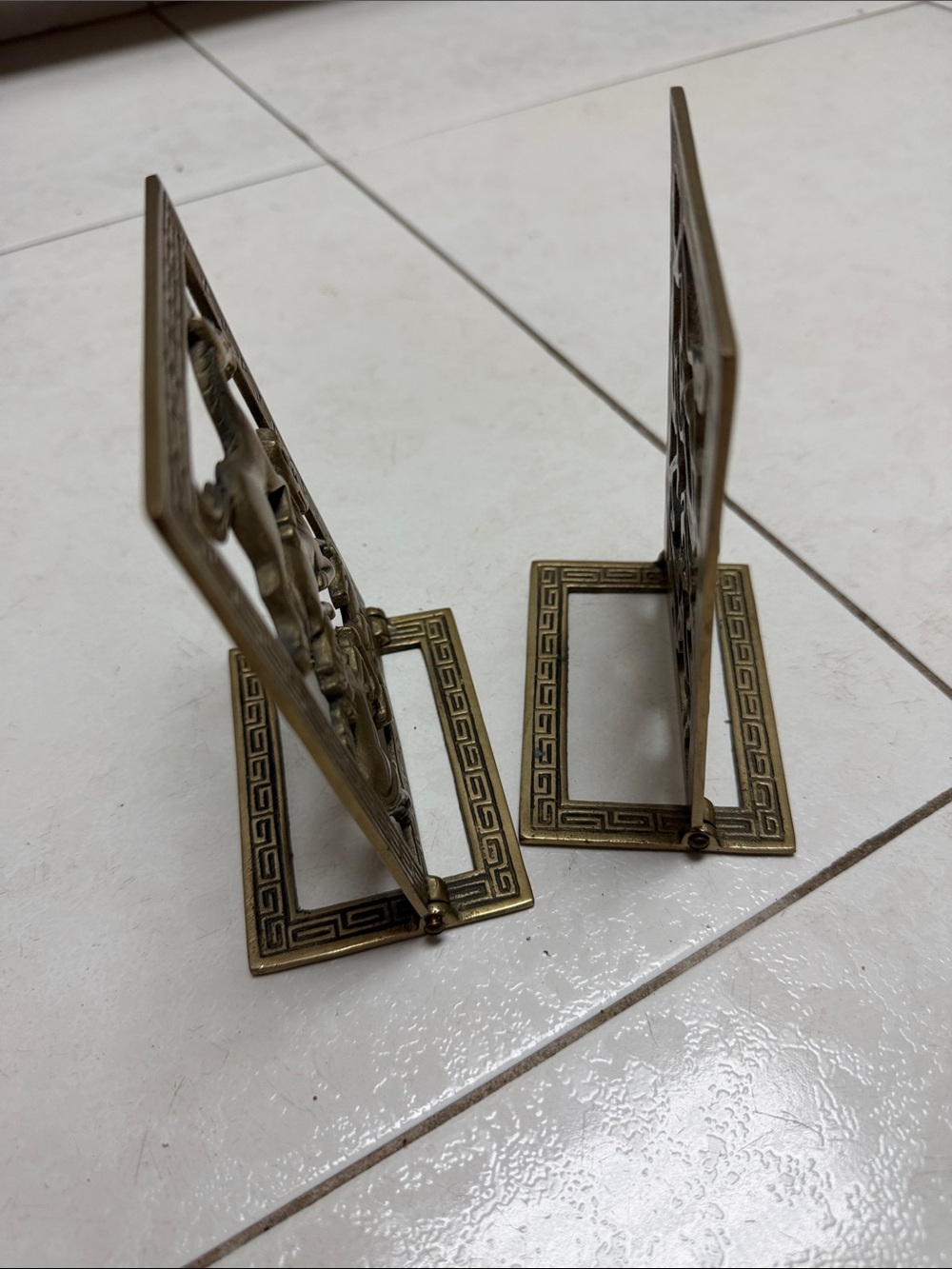 Brass-Tone Running Horse Bookends - Gold Finish, foldable bookends - Picture 2 of 4